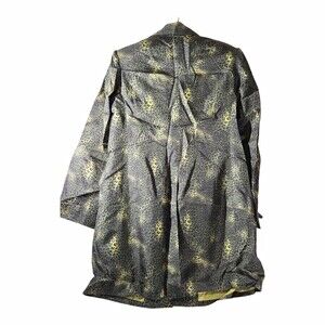 DStudio Silk Leopard Animal Print Button Front Lined Mid-Length Coat Size 14
